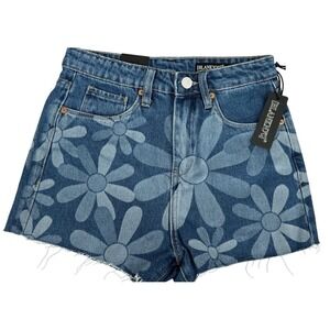 Blank NYC Womens 24 Blue Daisy Denim The Reeve‎ High Rise Ribcage Cut Off Short